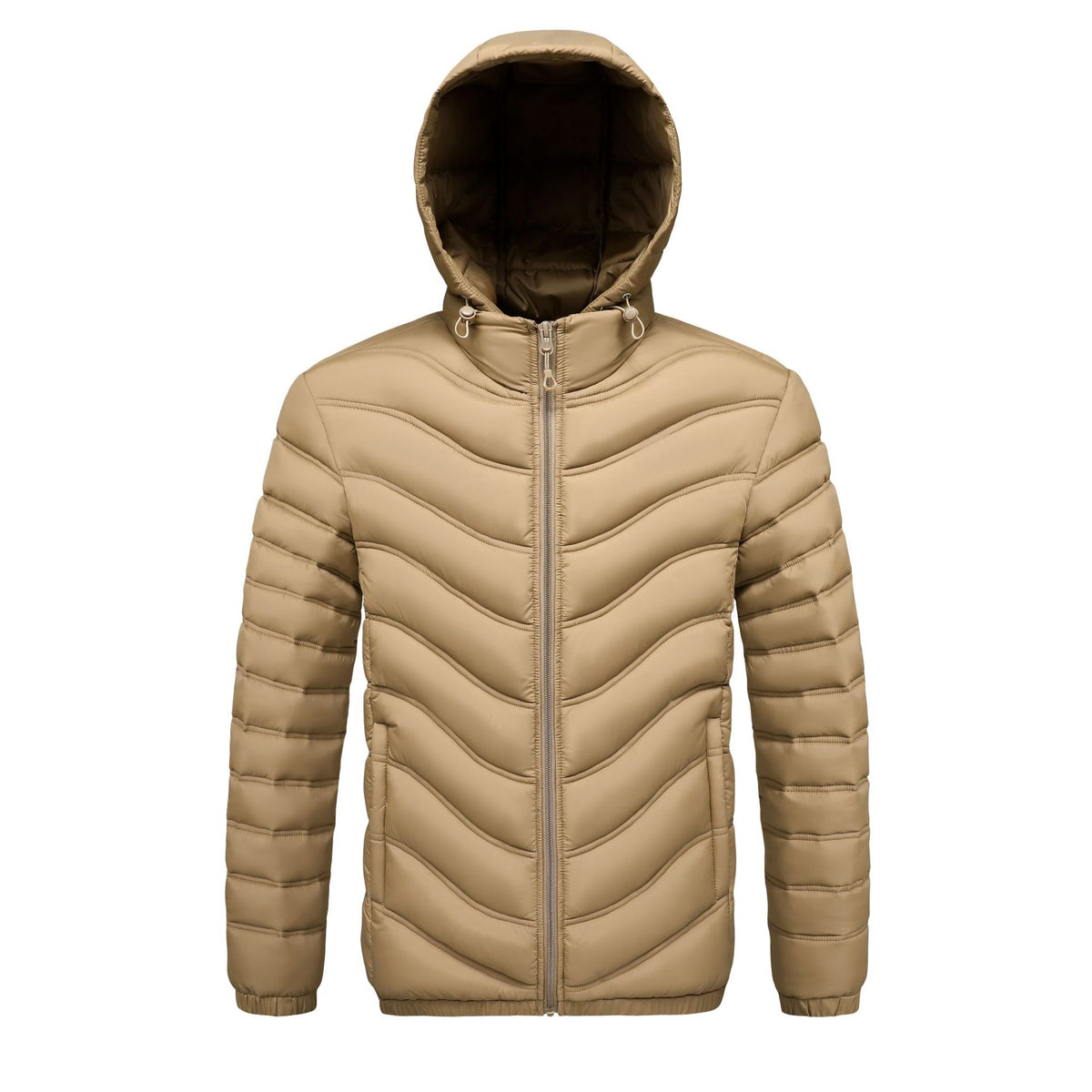 Darrel - Men's Chevron Quilted Puffer Rain Jacket with Hood 1