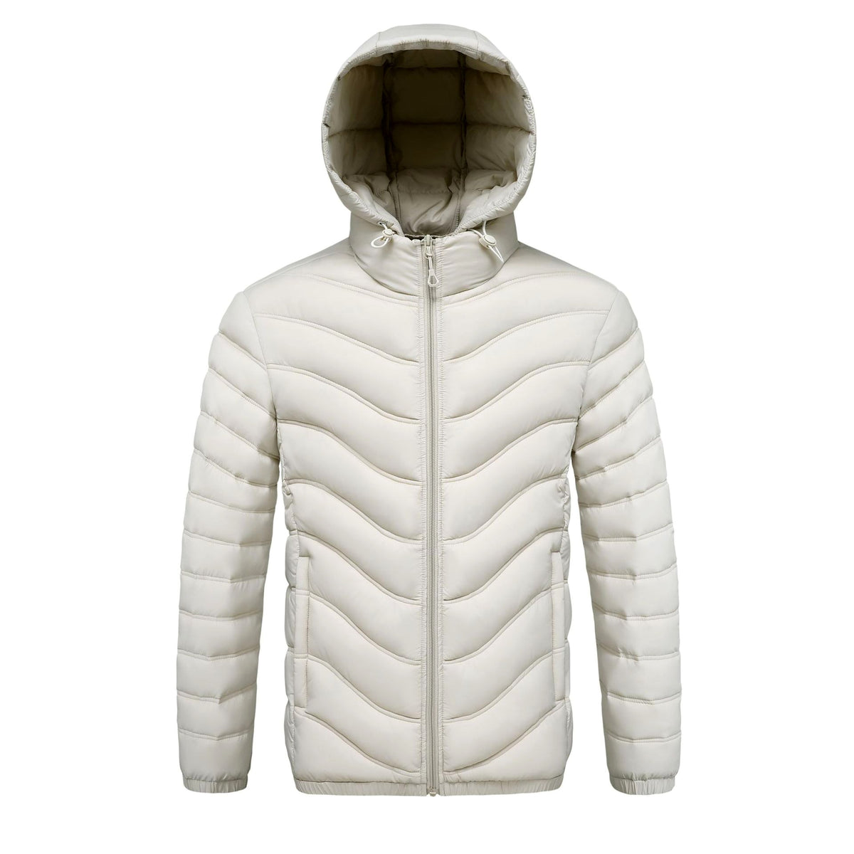 Darrel - Men's Chevron Quilted Puffer Rain Jacket with Hood 2