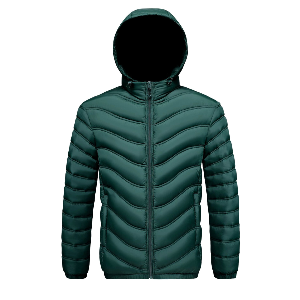 Darrel - Men's Chevron Quilted Puffer Rain Jacket with Hood 3