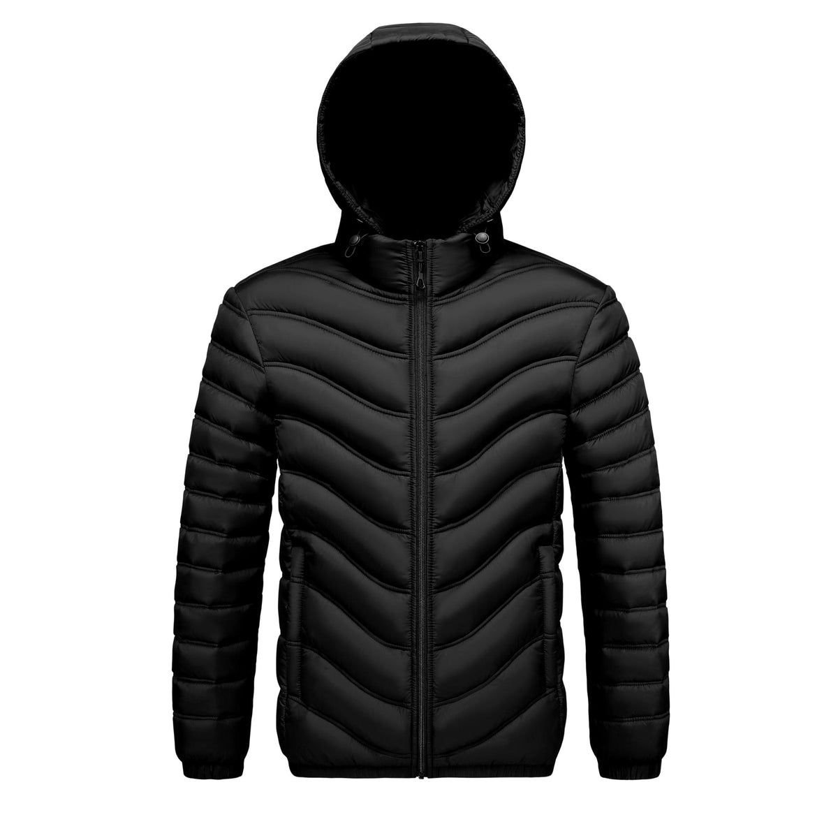 Darrel - Men's Chevron Quilted Puffer Rain Jacket with Hood 5