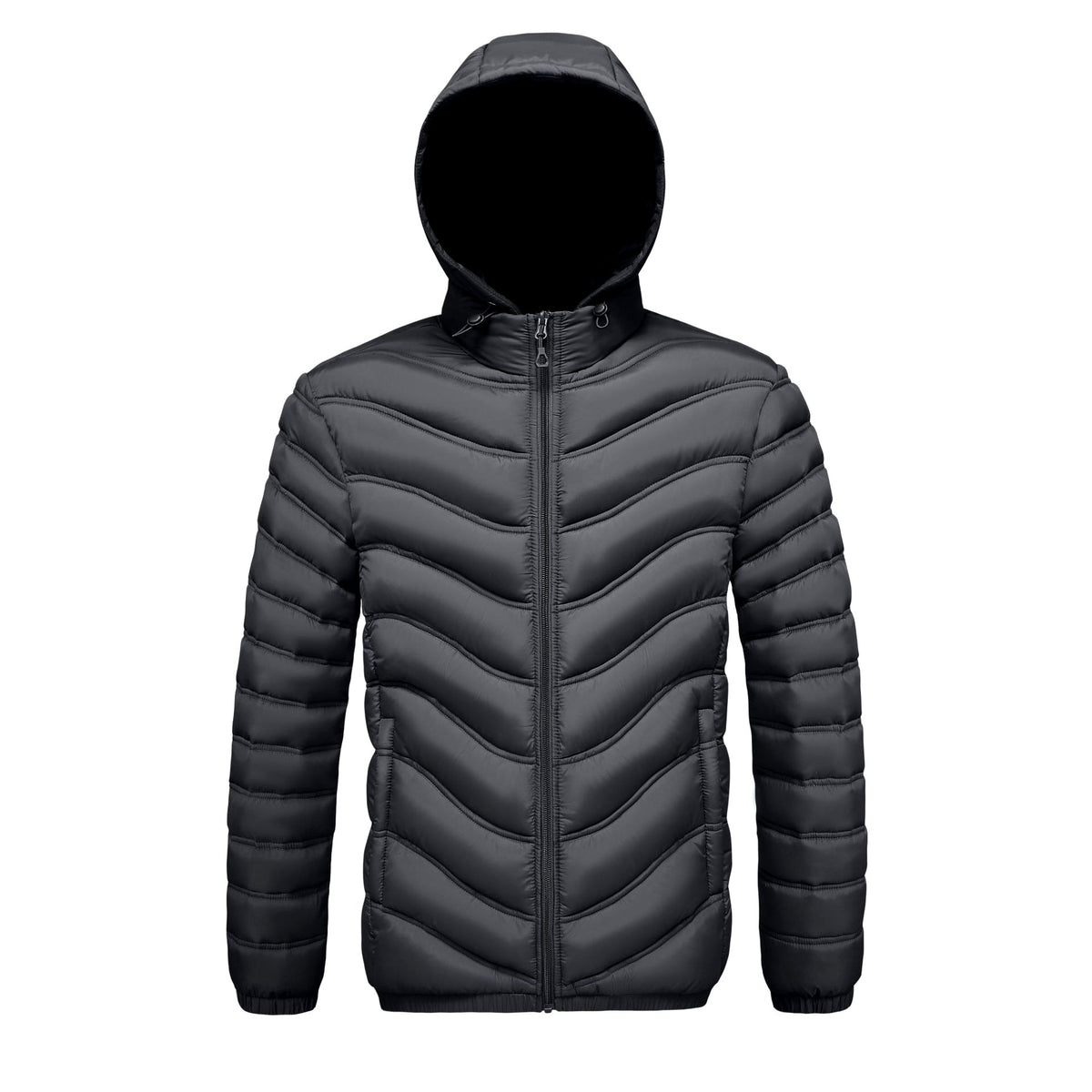 Darrel - Men's Chevron Quilted Puffer Rain Jacket with Hood 6