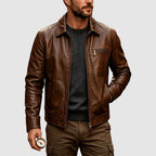 Darrel - Men's Leather Western Trucker Jacket