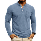 Darwin - Men's Stand Collar Long Sleeve Henley Shirt 6