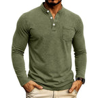 Darwin - Men's Stand Collar Long Sleeve Henley Shirt 9
