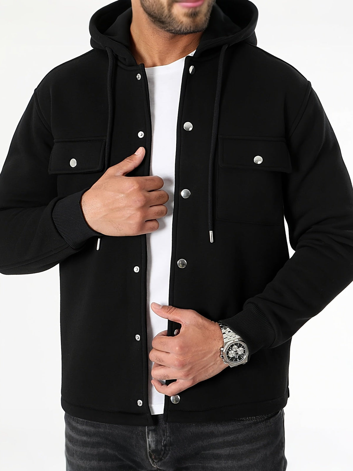 Dashiell - Men's Hooded Knit Jacket with Cargo Pockets