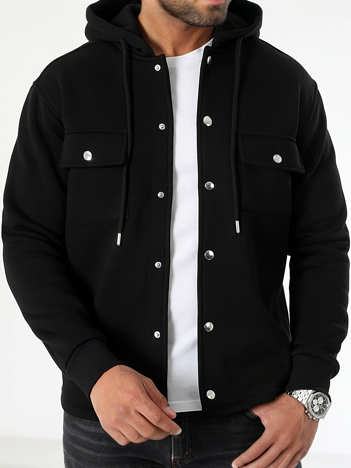 Dashiell - Men's Hooded Knit Jacket with Cargo Pockets