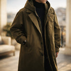 David - Men's Button-Front Trench Coat with Removable Hood