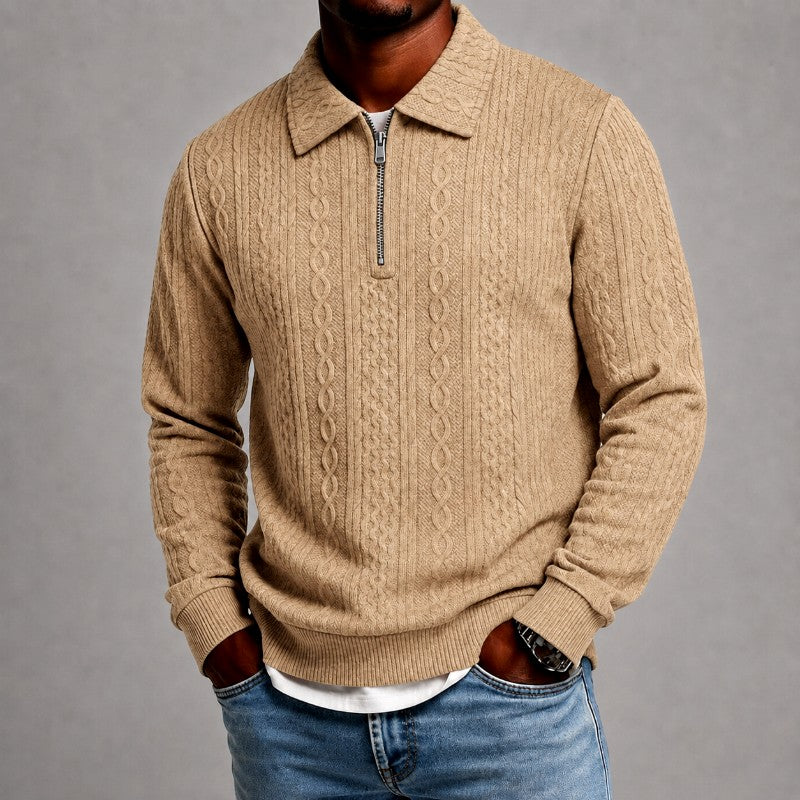 Davis - Men's Cable Half Zip Polo Sweatshirt 1