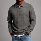 Davis - Men's Cable Half Zip Polo Sweatshirt 5