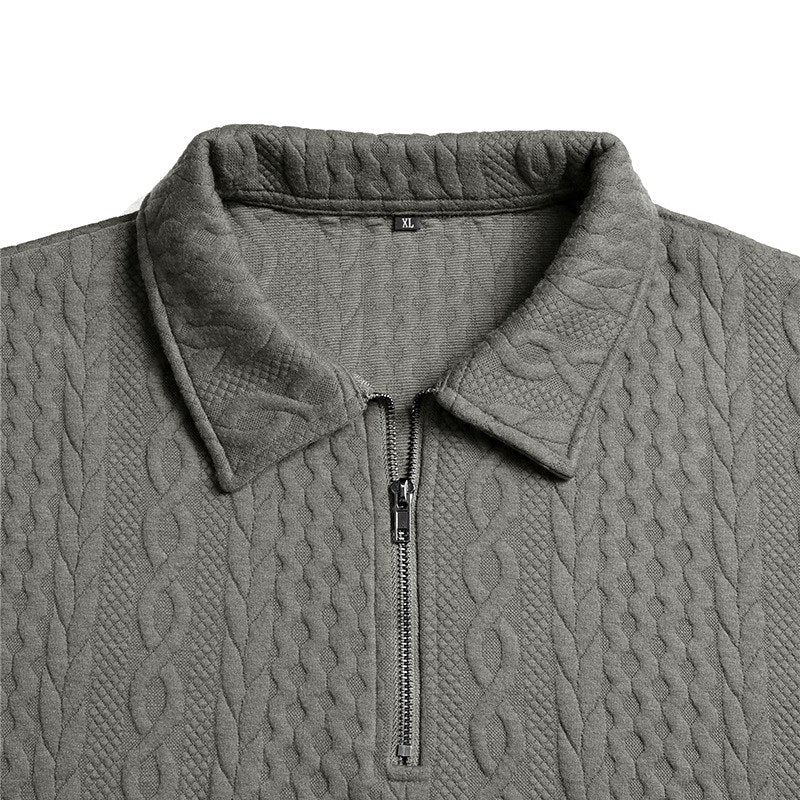 Davis - Men's Cable Half Zip Polo Sweatshirt 8