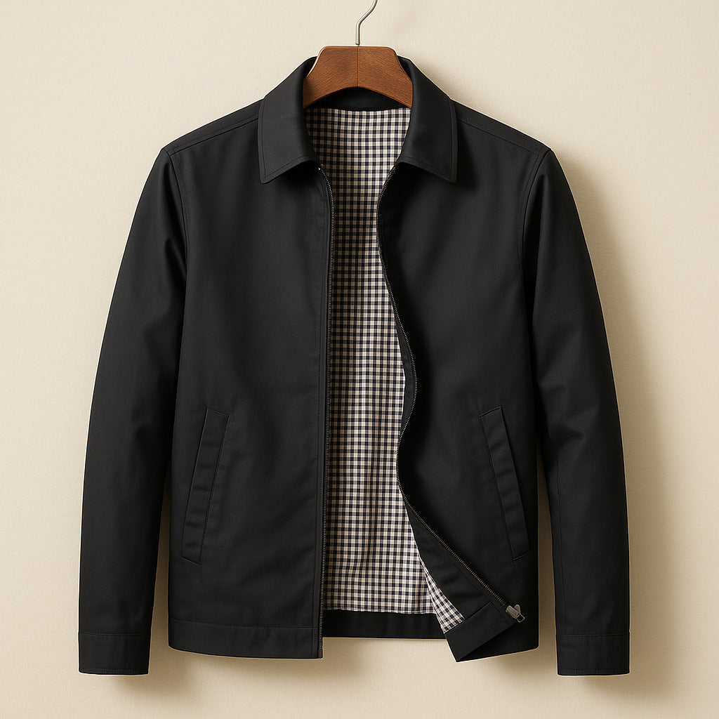 Dennis - Men's Full-Zip Jacket with Gingham Lining