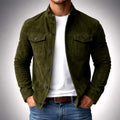Dexter - Men's Suede Button-Front Shirt Jacket with Chest Pockets