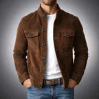 Dexter - Men's Suede Button-Front Shirt Jacket with Chest Pockets