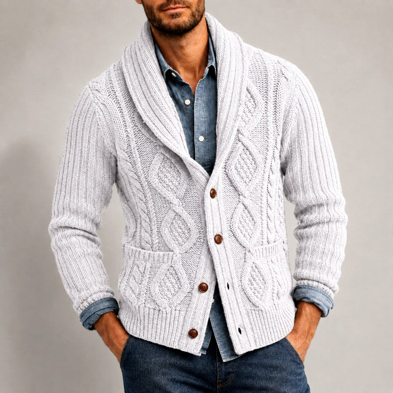Donavan - Men's Cable Shawl Collar Cardigan 3