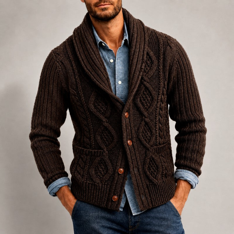 Donavan - Men's Cable Shawl Collar Cardigan 4