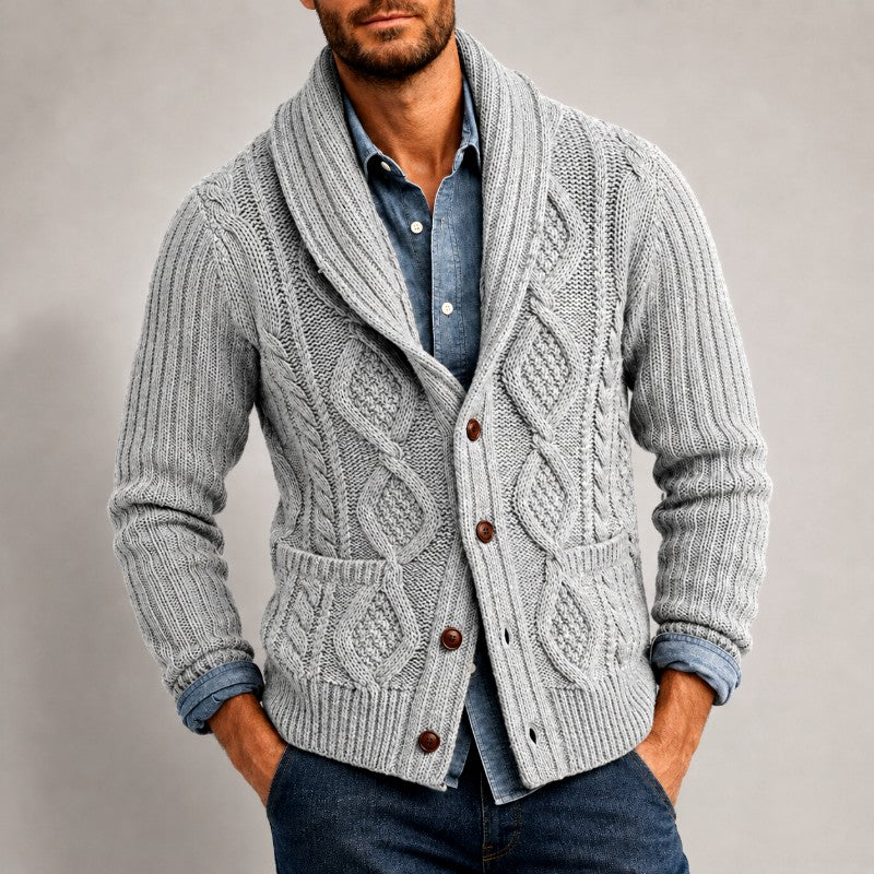 Donavan - Men's Cable Shawl Collar Cardigan 5
