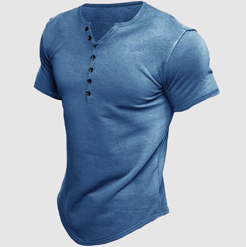 Dorian - Men's Henley Short-Sleeve Shirt with Button Placket