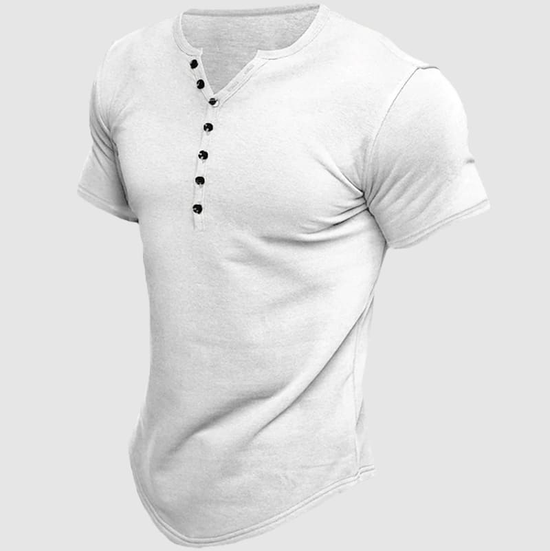 Dorian - Men's Henley Short-Sleeve Shirt with Button Placket