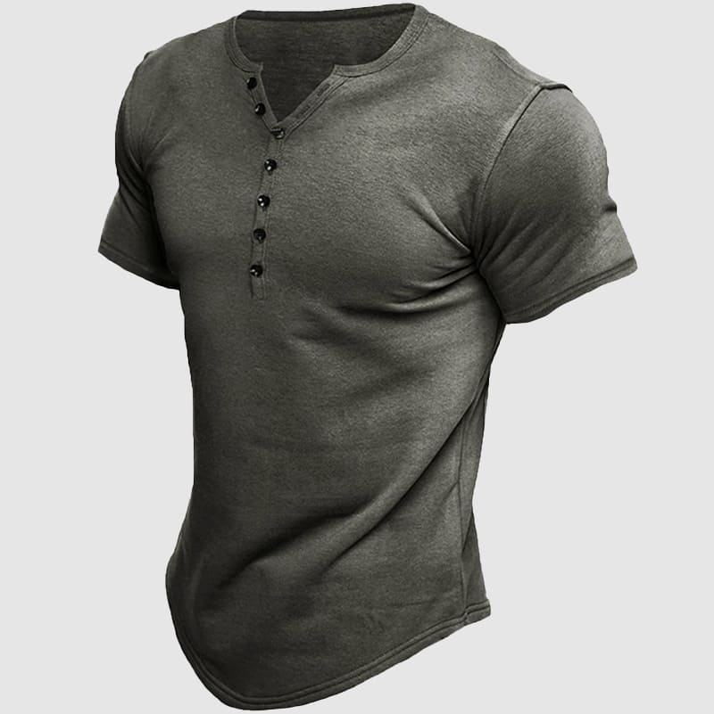 Dorian - Men's Henley Short-Sleeve Shirt with Button Placket
