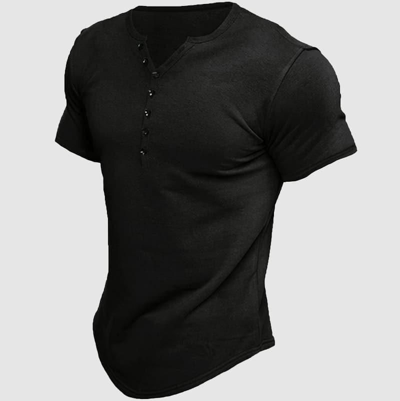 Dorian - Men's Henley Short-Sleeve Shirt with Button Placket