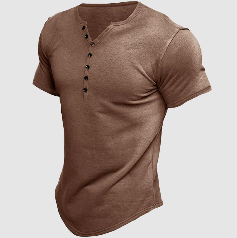 Dorian - Men's Henley Short-Sleeve Shirt with Button Placket
