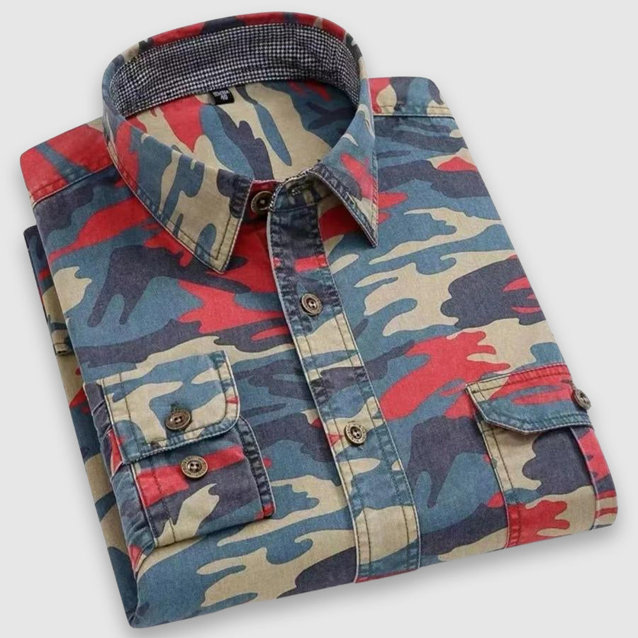 Drake - Men's Camo Long-Sleeve Shirt with Notch Collar