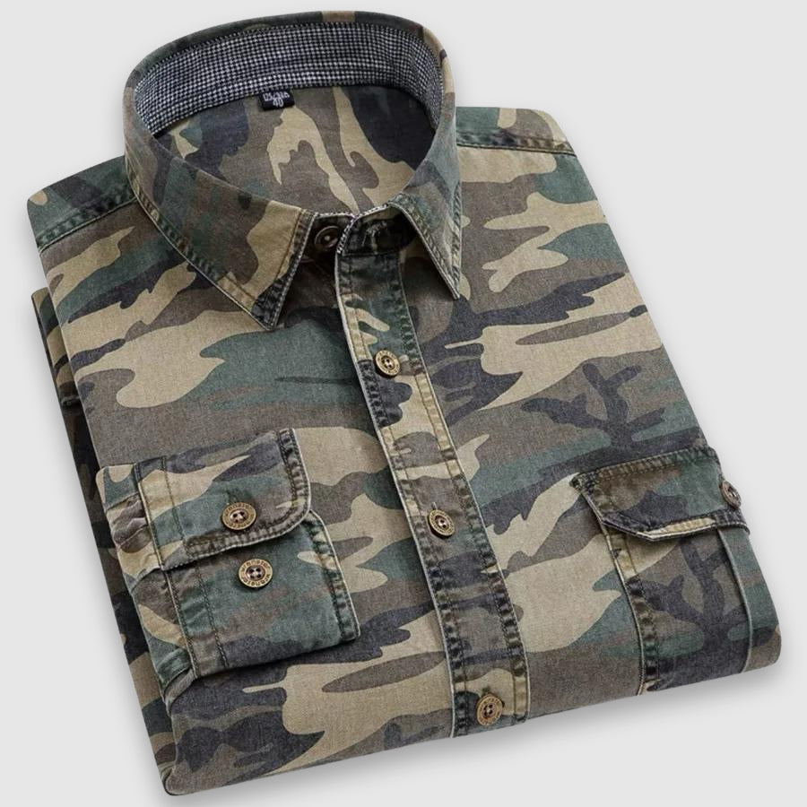 Drake - Men's Camo Long-Sleeve Shirt with Notch Collar