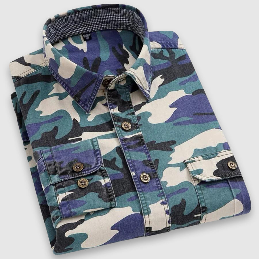 Drake - Men's Camo Long-Sleeve Shirt with Notch Collar
