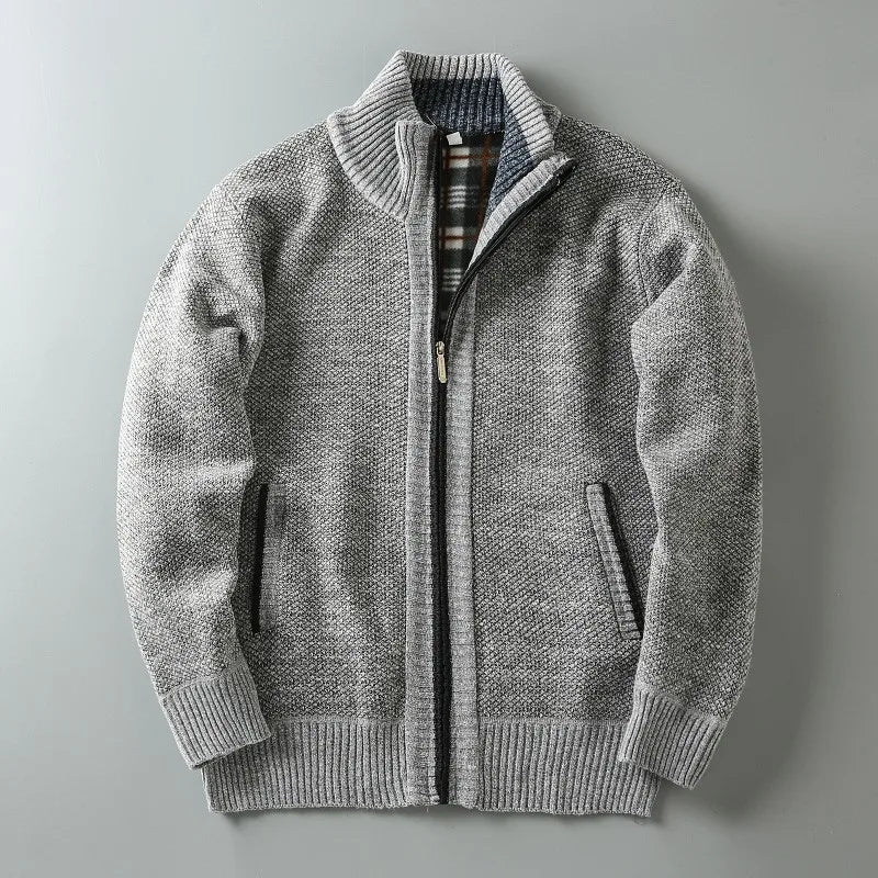 Eliezer - Men's Textured Full-Zip Jacket with Hand Pockets