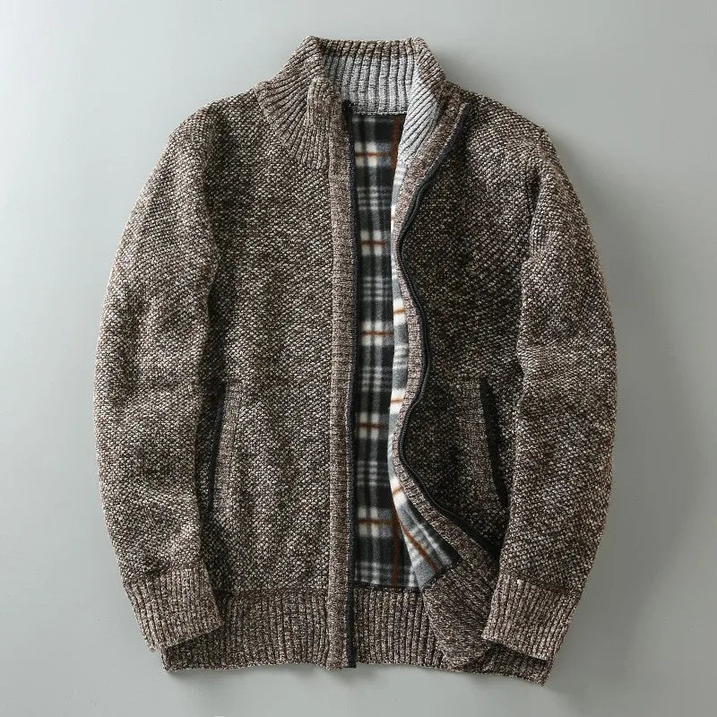 Eliezer - Men's Textured Full-Zip Jacket with Hand Pockets