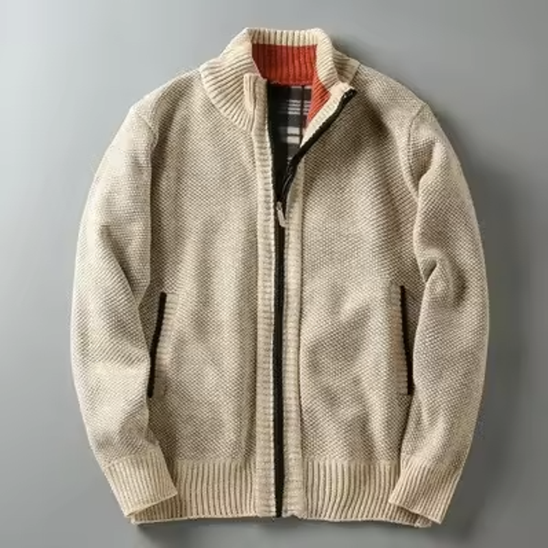 Eliezer - Men's Textured Full-Zip Jacket with Hand Pockets