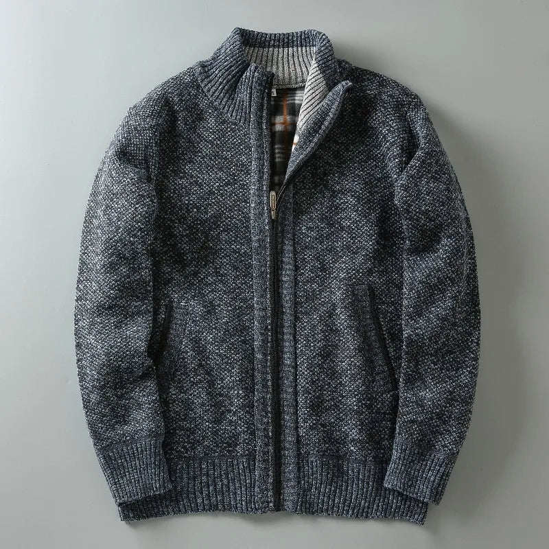 Eliezer - Men's Textured Full-Zip Jacket with Hand Pockets
