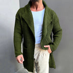 Elijah - Men's Ribbed Shawl Collar Longline Cardigan