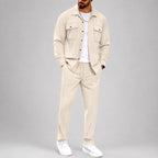 Emmett - Men's Textured Button-Up Jacket & Pants Matching Set 3