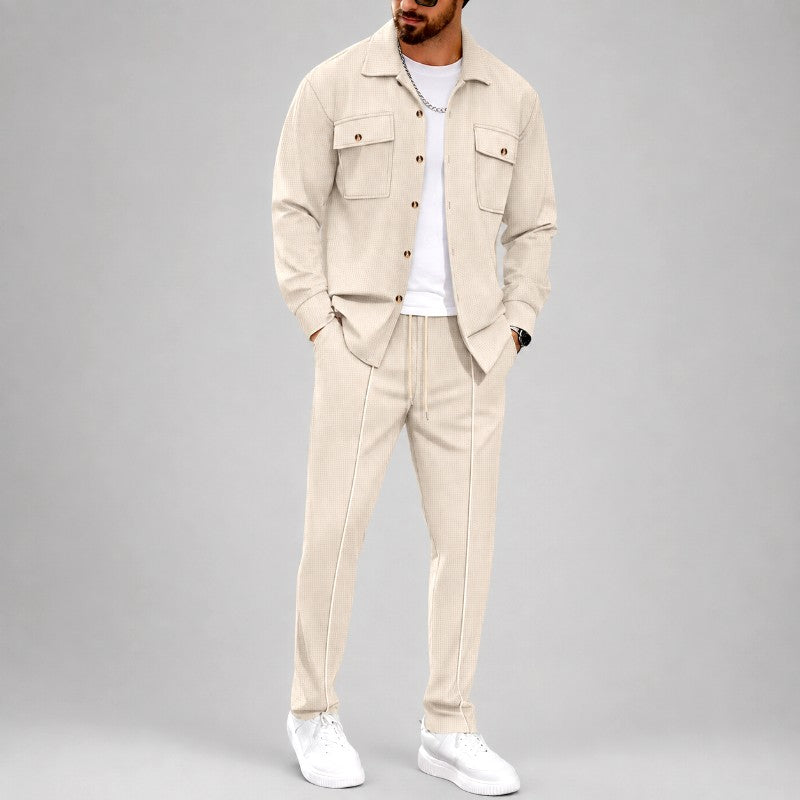 Emmett - Men's Textured Button-Up Jacket & Pants Matching Set 3