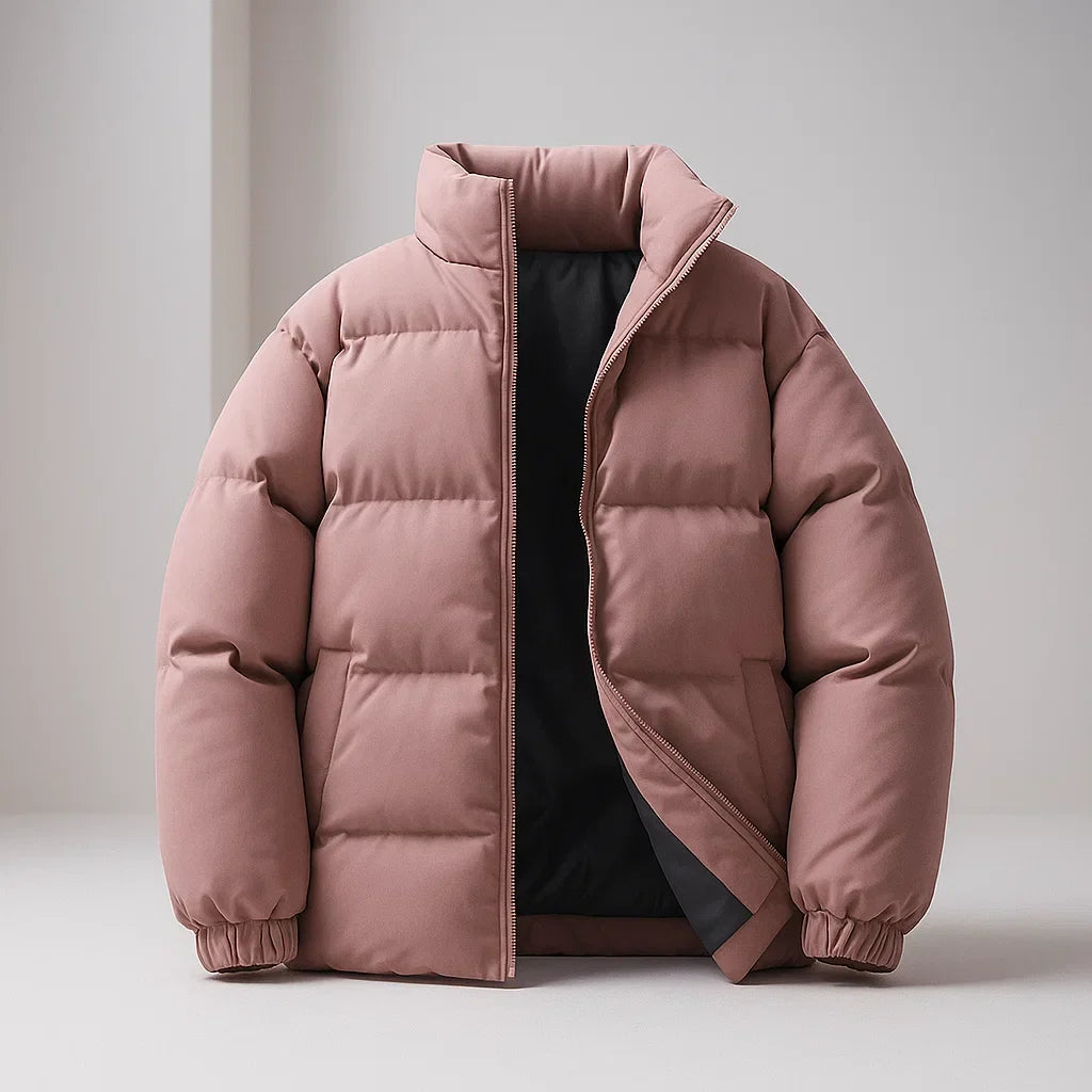 Enzo - Men's Stand-Collar Puffer Jacket with Zip Closure