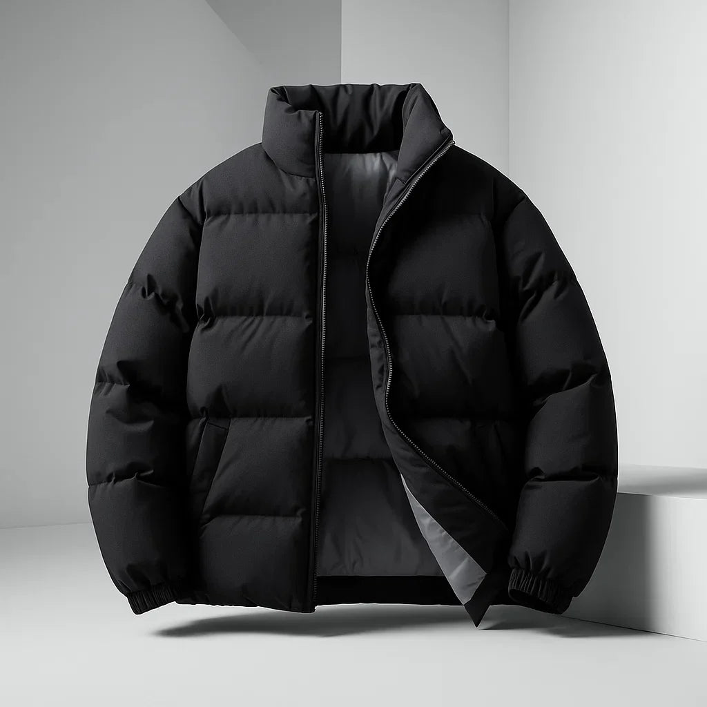 Enzo - Men's Stand-Collar Puffer Jacket with Zip Closure