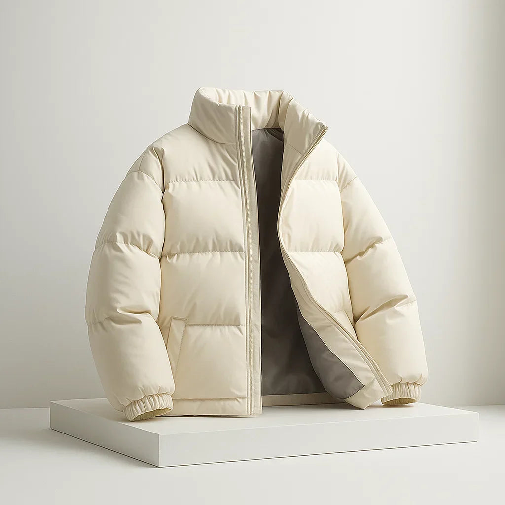 Enzo - Men's Stand-Collar Puffer Jacket with Zip Closure