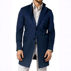 Ethan - Men's Notched Collar Mid-Length Coat 1