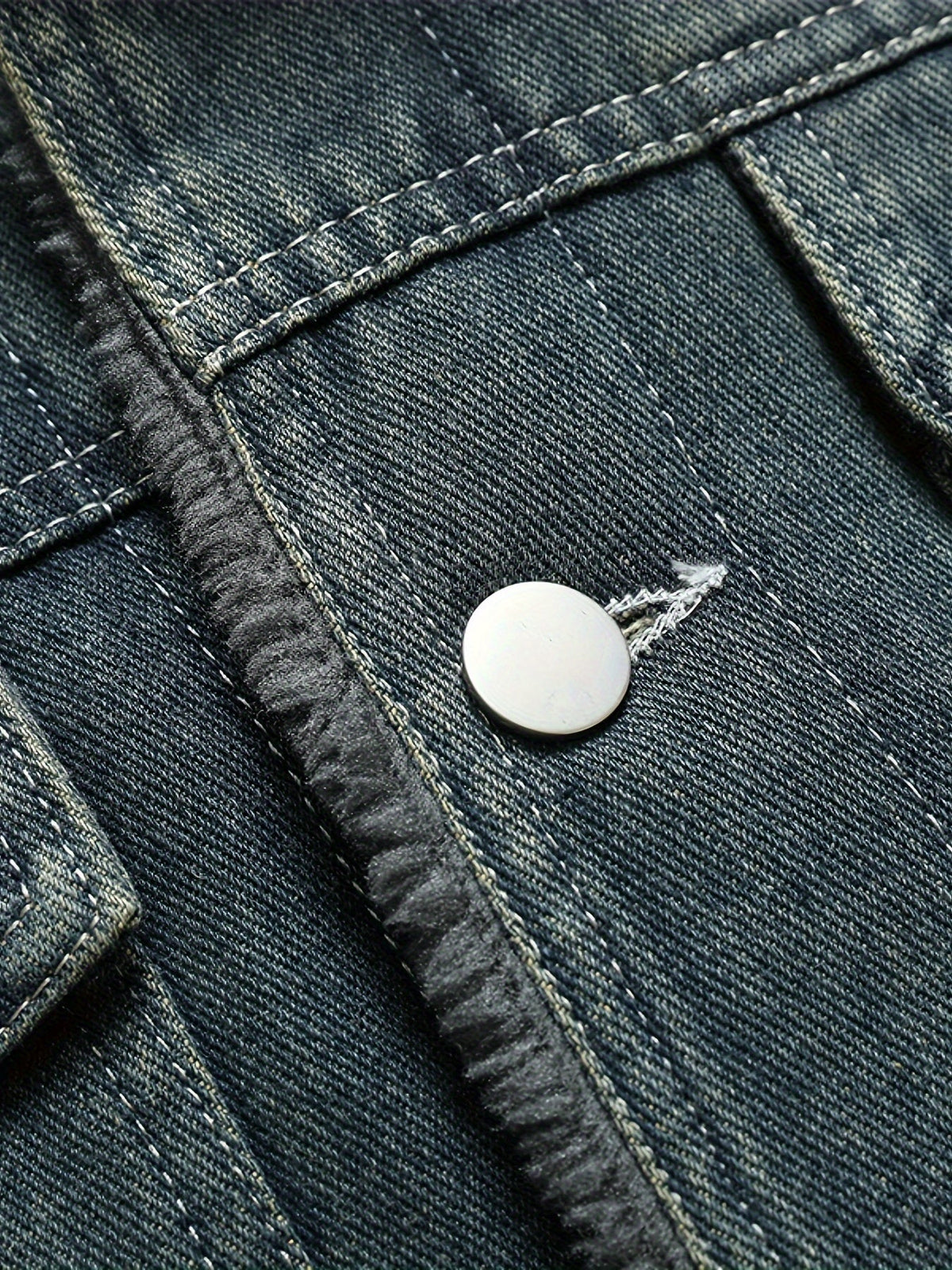 Everett - Men's Button-Front Denim Jacket with Sherpa Collar Lining