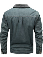 Everett - Men's Button-Front Denim Jacket with Sherpa Collar Lining