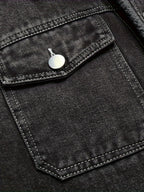 Everett - Men's Button-Front Denim Jacket with Sherpa Collar Lining