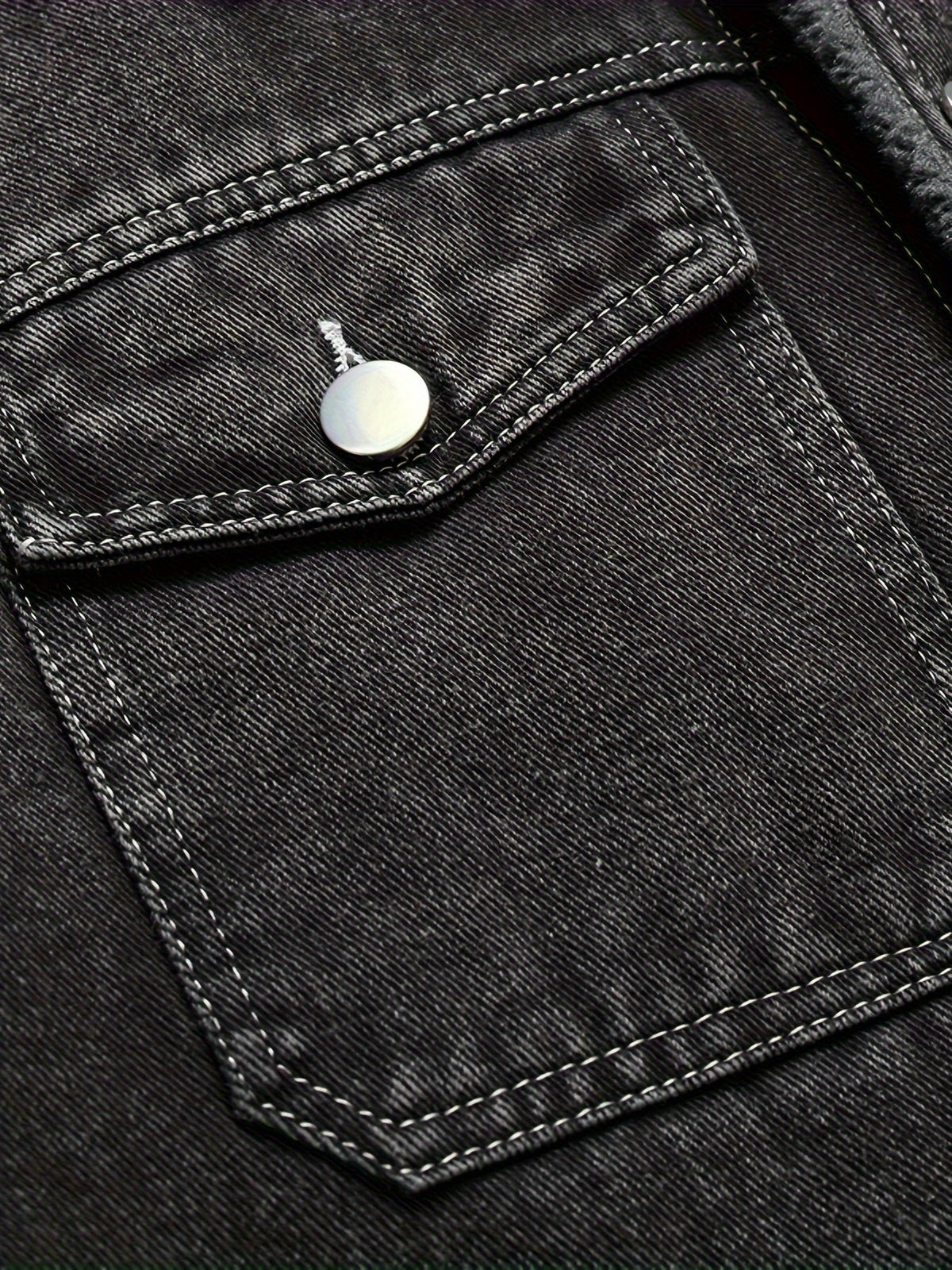 Everett - Men's Button-Front Denim Jacket with Sherpa Collar Lining