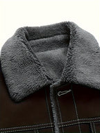 Everett - Men's Button-Front Denim Jacket with Sherpa Collar Lining