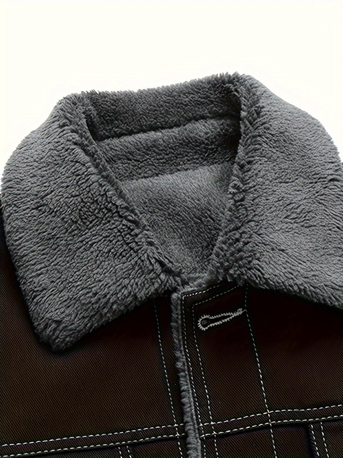Everett - Men's Button-Front Denim Jacket with Sherpa Collar Lining