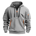Everett - Men's Pullover Hoodie with Zip-Up Cargo Pockets