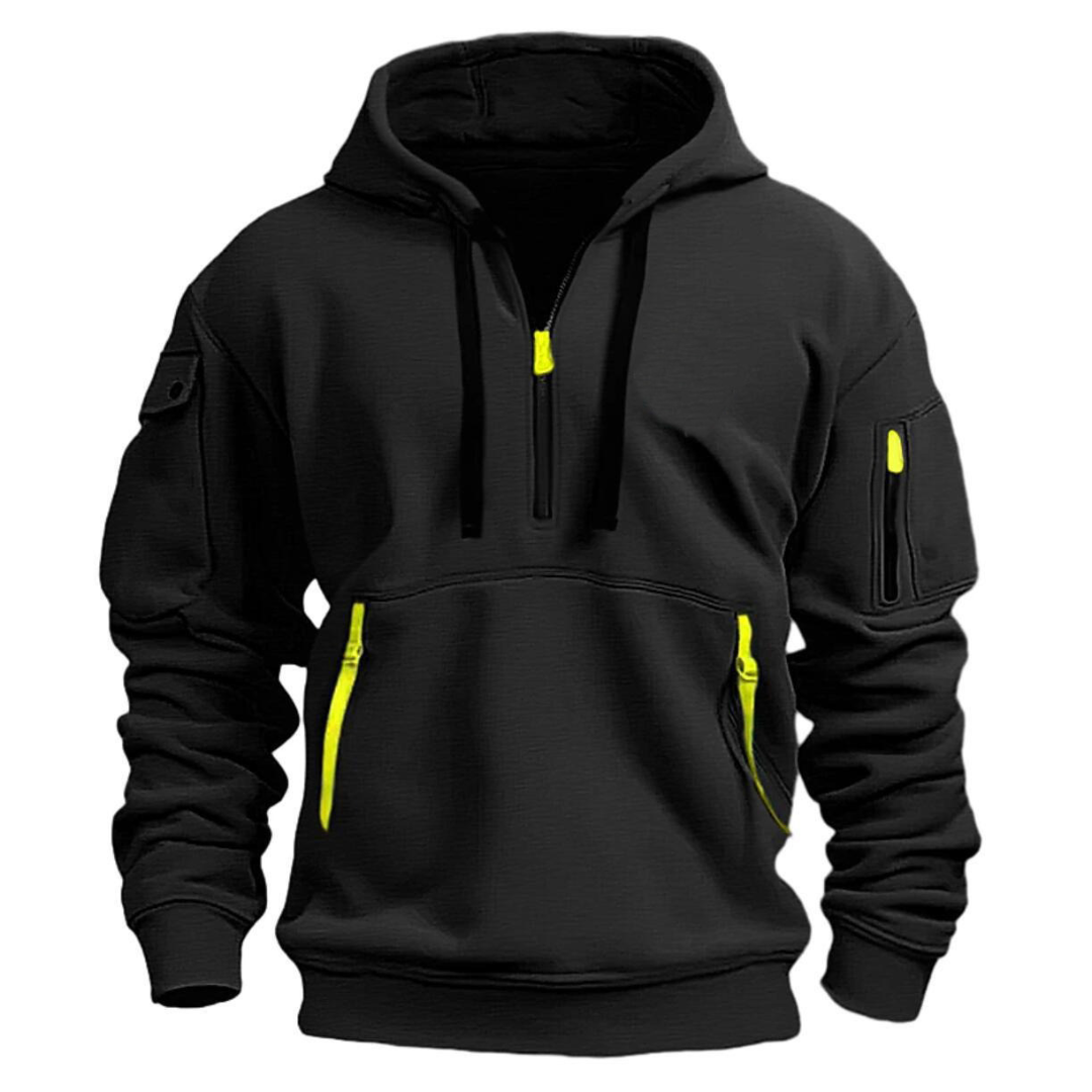 Everett - Men's Pullover Hoodie with Zip-Up Cargo Pockets