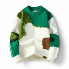 Finnegan - Men's Patchwork Crewneck Sweater with Whipstitched Seams