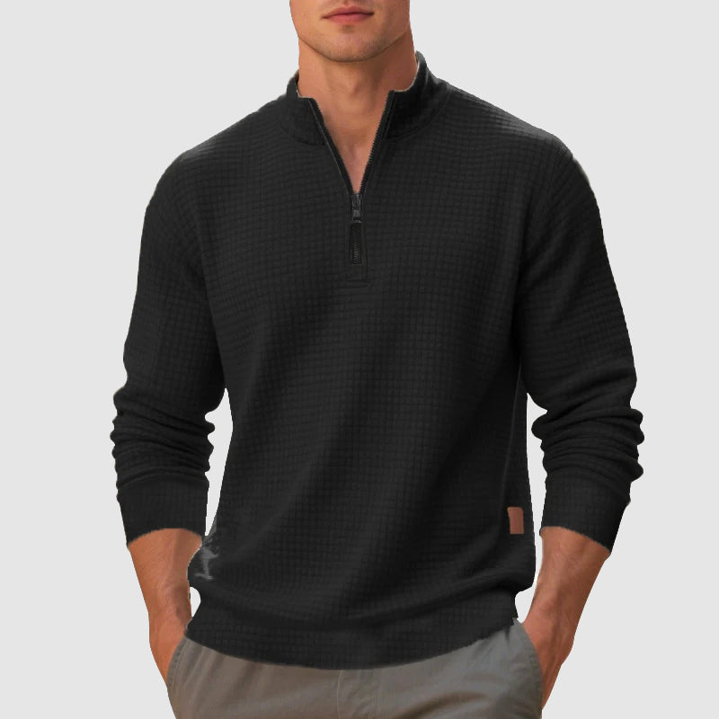 Finnegan - Men's Textured Mock Neck Quarter-Zip Pullover