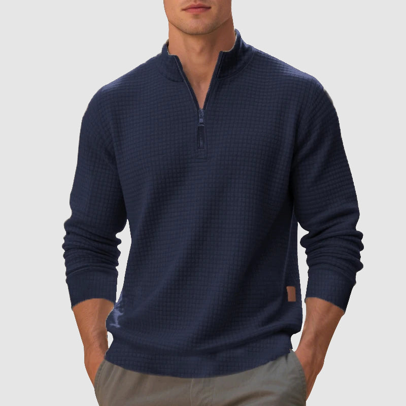 Finnegan - Men's Textured Mock Neck Quarter-Zip Pullover